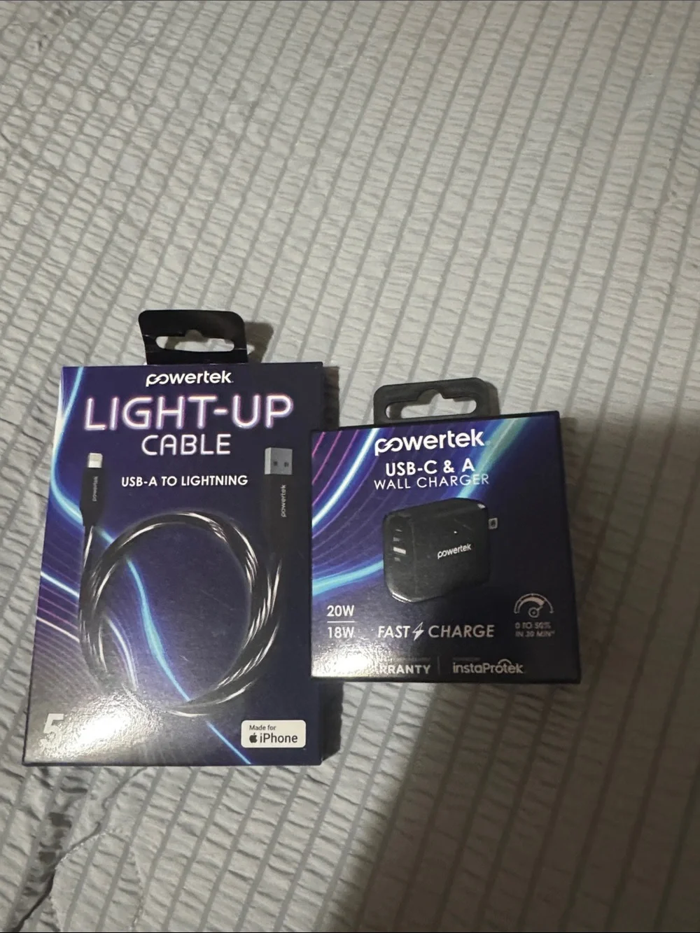 Black Light-Up USB-A to Lightning Cable & USB-C Wall Charger